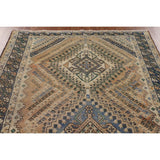Geometric Bakhtiari Persian Vintage Rug Handmade Peach Wool Carpet - 5'4"x 9'9"
