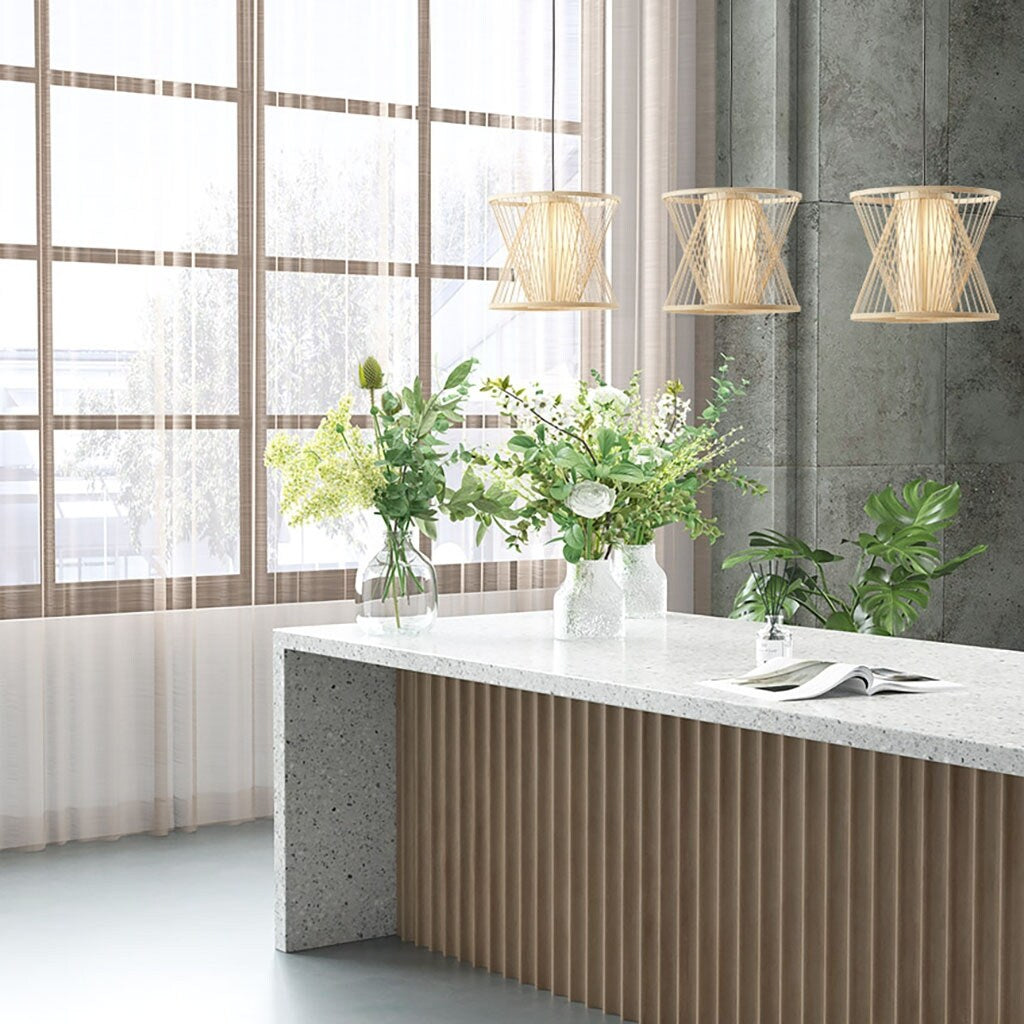 Geometric Bamboo Pendant for livingroom,bedroom,and dining room