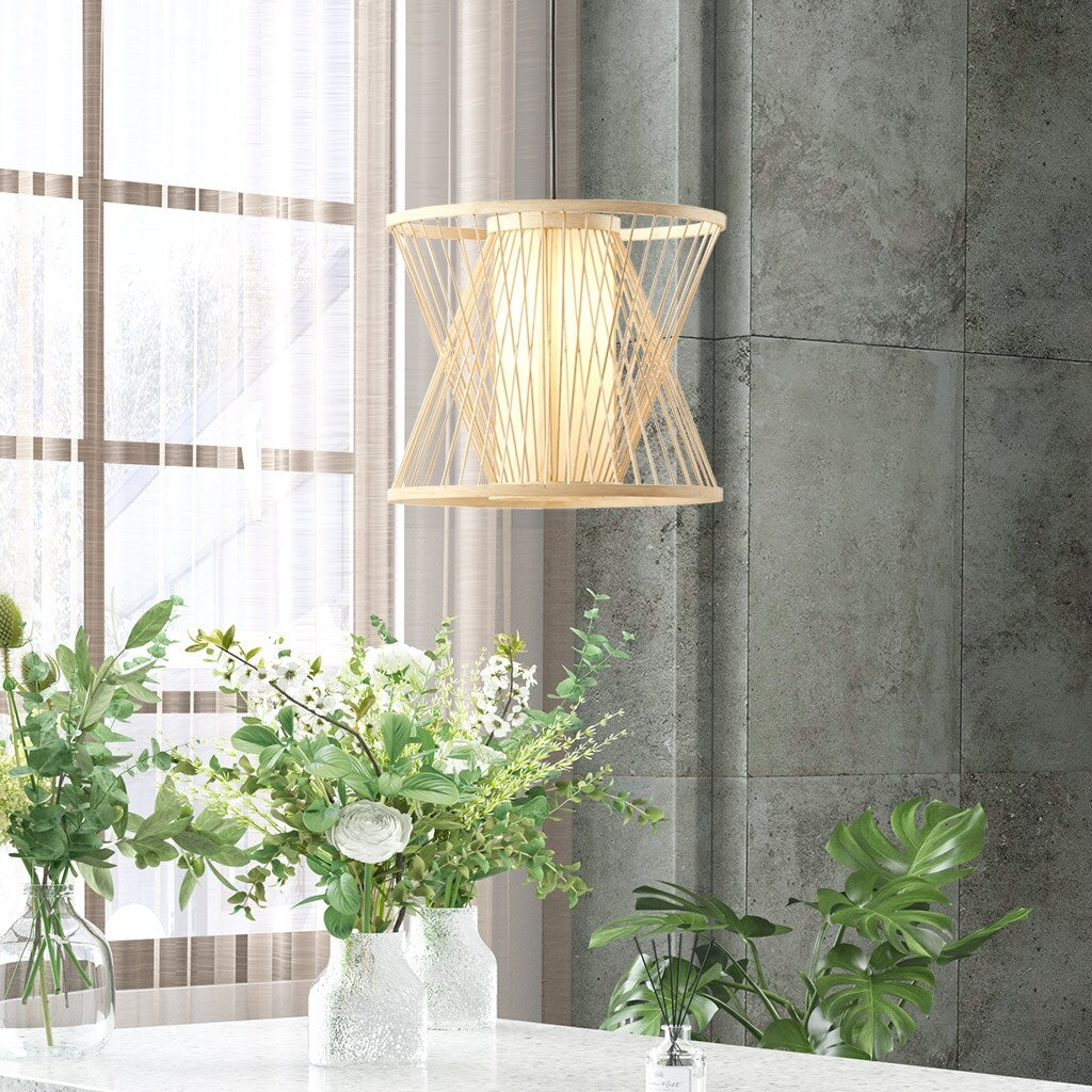 Geometric Bamboo Pendant for livingroom,bedroom,and dining room