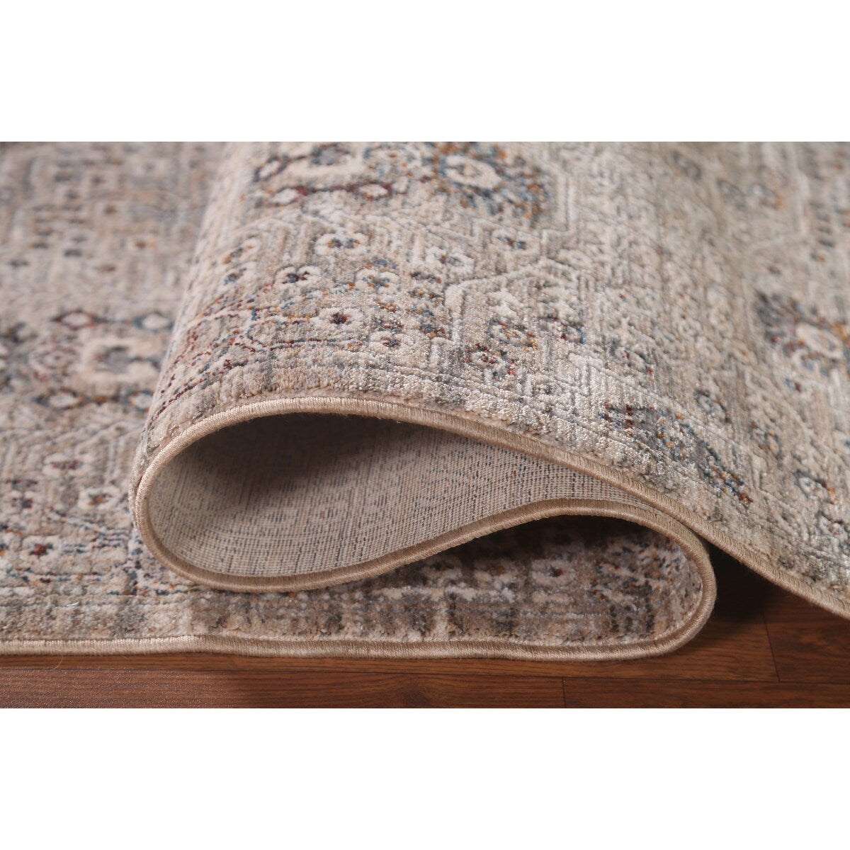 Geometric Beige Art & Craft Turkish Rug Machine Made Carpet - 5'0" x 8'0"