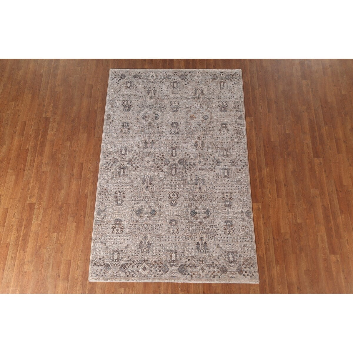 Geometric Beige Art & Craft Turkish Rug Machine Made Carpet - 5'0" x 8'0"