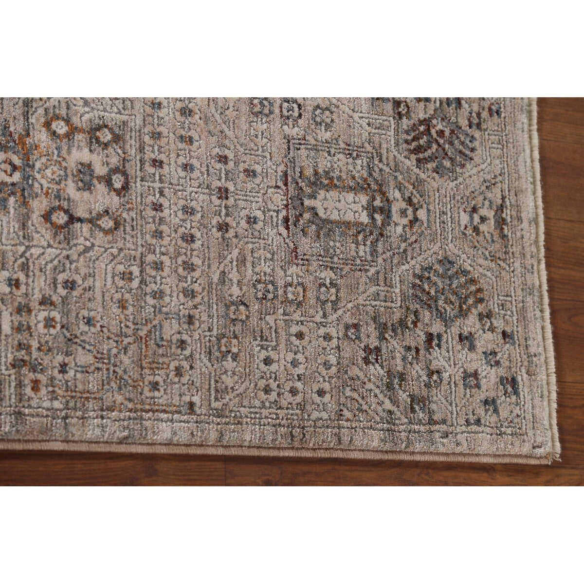 Geometric Beige Art & Craft Turkish Rug Machine Made Carpet - 5'0" x 8'0"