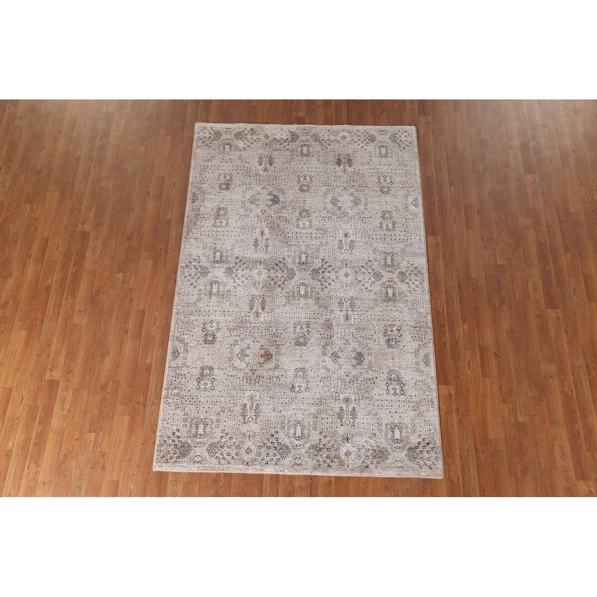 Geometric Beige Art & Craft Turkish Rug Machine Made Carpet - 5'0" x 8'0"