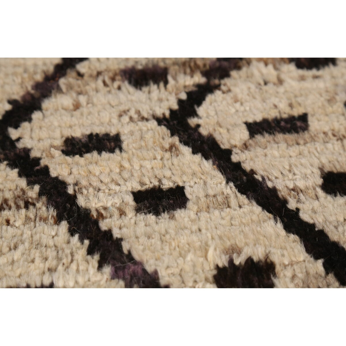 Geometric Beige Moroccan Oriental Area Rug Hand-Knotted Wool Carpet - 6'11" x 9'7"