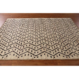 Geometric Beige Moroccan Oriental Area Rug Hand-Knotted Wool Carpet - 6'11" x 9'7"