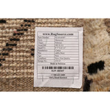 Geometric Beige Moroccan Oriental Area Rug Hand-Knotted Wool Carpet - 6'11" x 9'7"