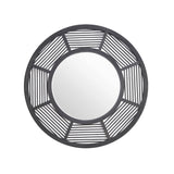 Geometric Black Bamboo 31.75" Round Wall Mirror