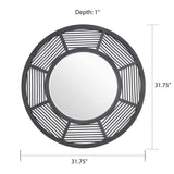 Geometric Black Bamboo 31.75" Round Wall Mirror