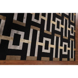 Geometric Black Nepalese Indian Area Rug Handmade Wool Carpet - 6'0" x 8'9"