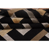 Geometric Black Nepalese Indian Area Rug Handmade Wool Carpet - 6'0" x 8'9"