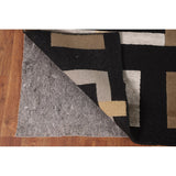 Geometric Black Nepalese Indian Area Rug Handmade Wool Carpet - 6'0" x 8'9"