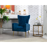 Geometric Design Accent Chair Leisure Single Chair with Tapered Rose Golden Metal Feet for Living Room Decor
