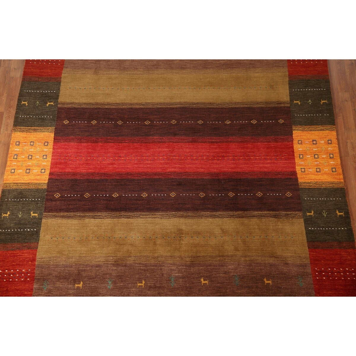 Geometric Gabbeh Oriental Area Rug Handmade Wool Carpet - 8'4"x 9'8"