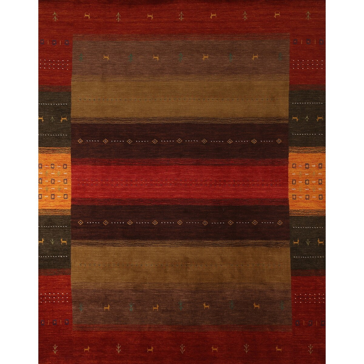 Geometric Gabbeh Oriental Area Rug Handmade Wool Carpet - 8'4"x 9'8"