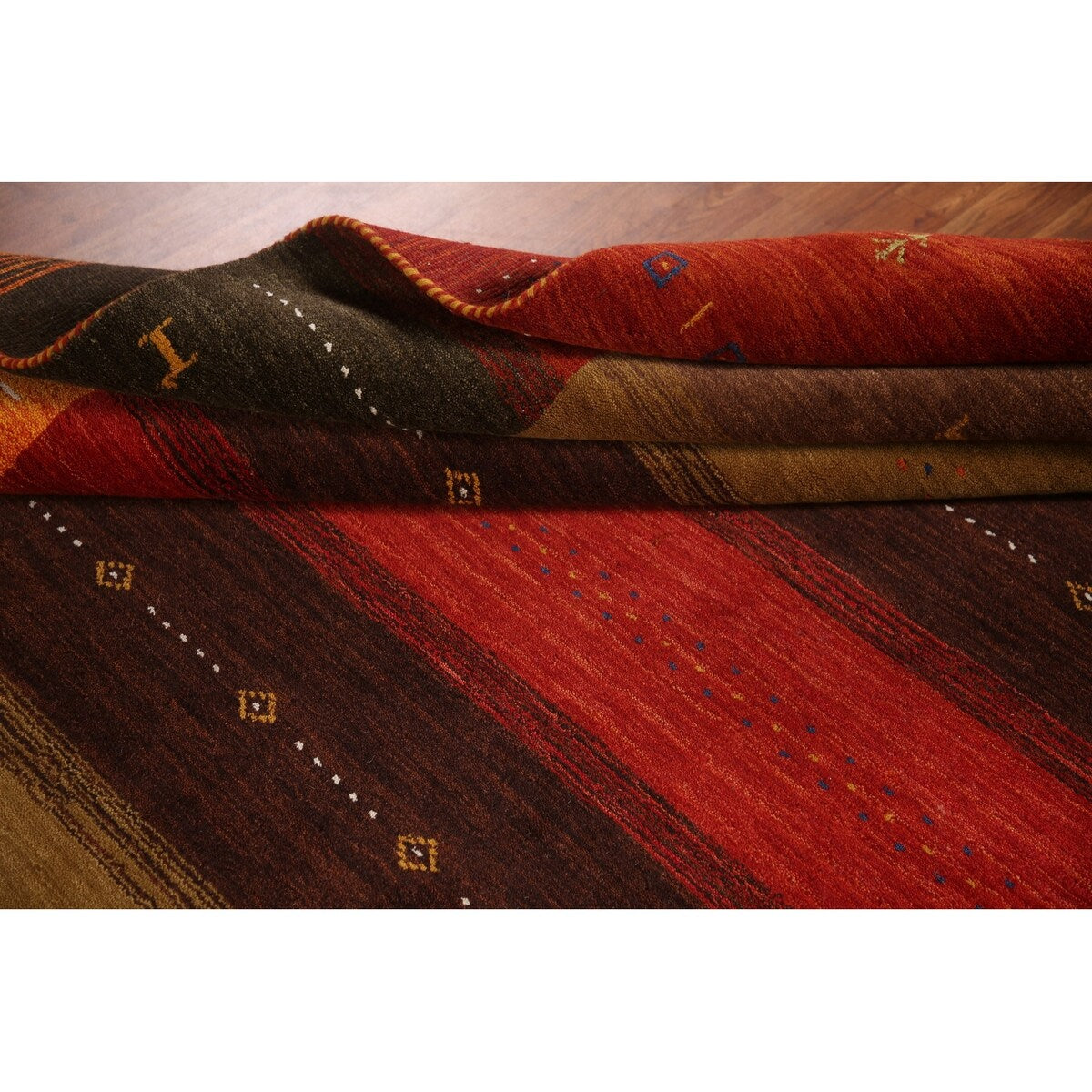 Geometric Gabbeh Oriental Area Rug Handmade Wool Carpet - 8'4"x 9'8"