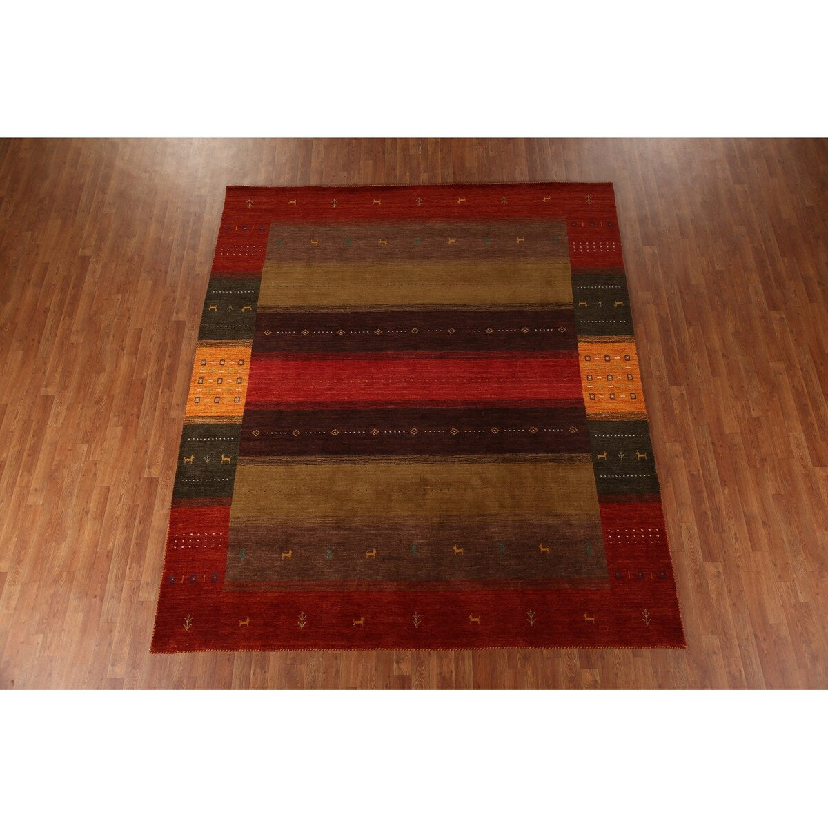 Geometric Gabbeh Oriental Area Rug Handmade Wool Carpet - 8'4"x 9'8"