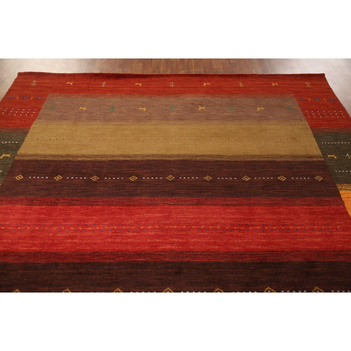 Geometric Gabbeh Oriental Area Rug Handmade Wool Carpet - 8'4"x 9'8"