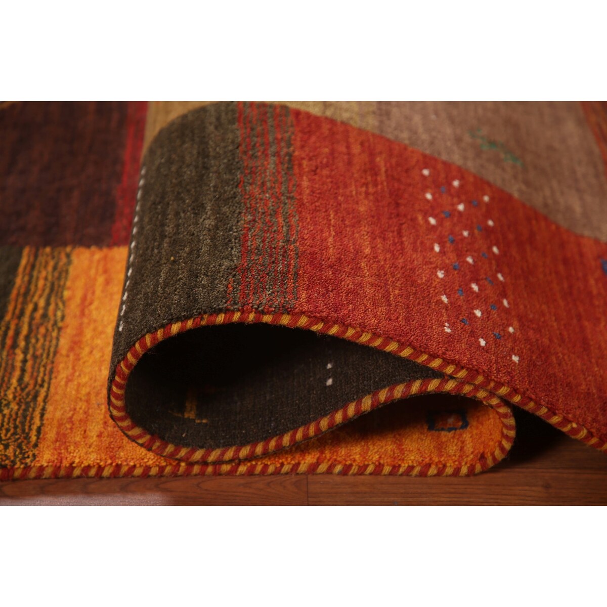 Geometric Gabbeh Oriental Area Rug Handmade Wool Carpet - 8'4"x 9'8"