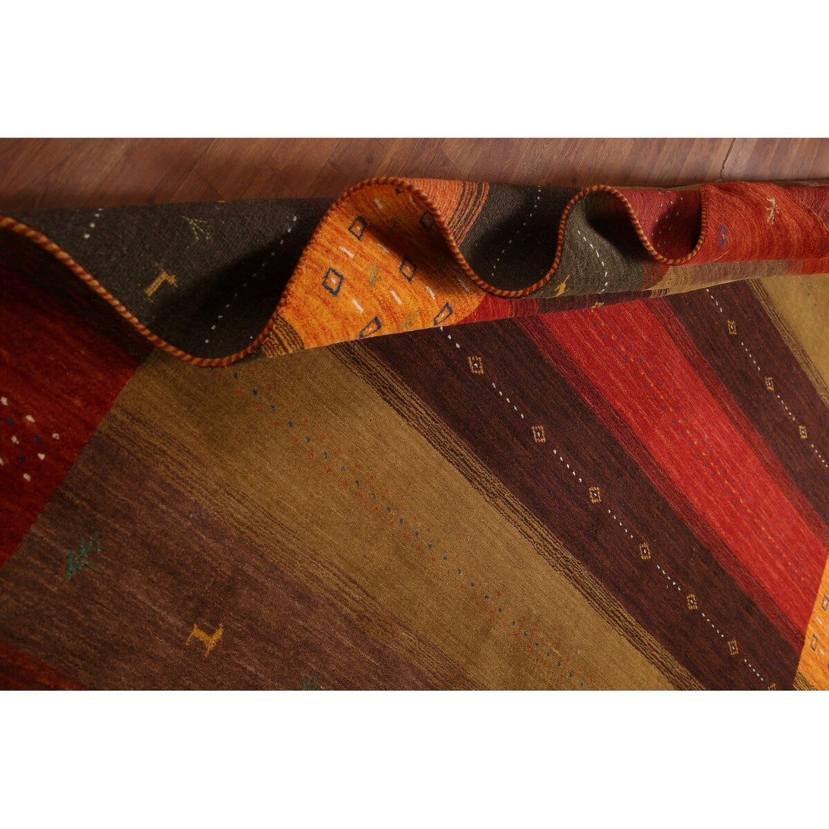 Geometric Gabbeh Oriental Area Rug Handmade Wool Carpet - 8'4"x 9'8"