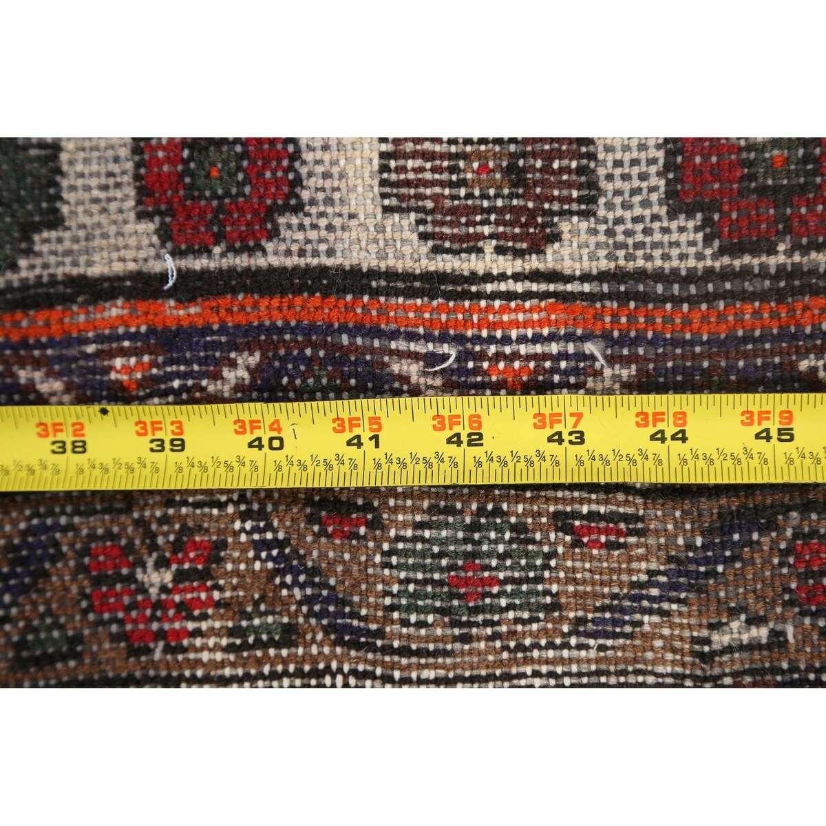 Geometric Hamedan Persian Kitchen Area Rug Handmade Wool Carpet - 3'3" x 4'11"