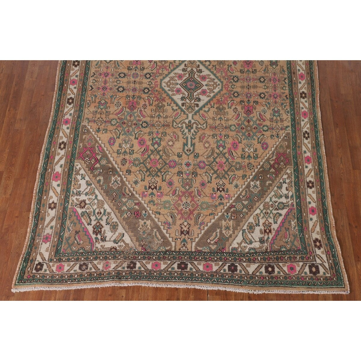 Geometric Hamedan Persian Vintage Area Rug Handmade Wool Carpet - 6'7"x 10'4"