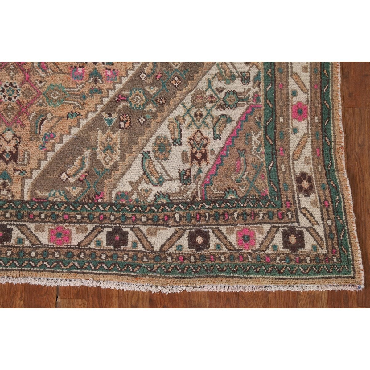 Geometric Hamedan Persian Vintage Area Rug Handmade Wool Carpet - 6'7"x 10'4"