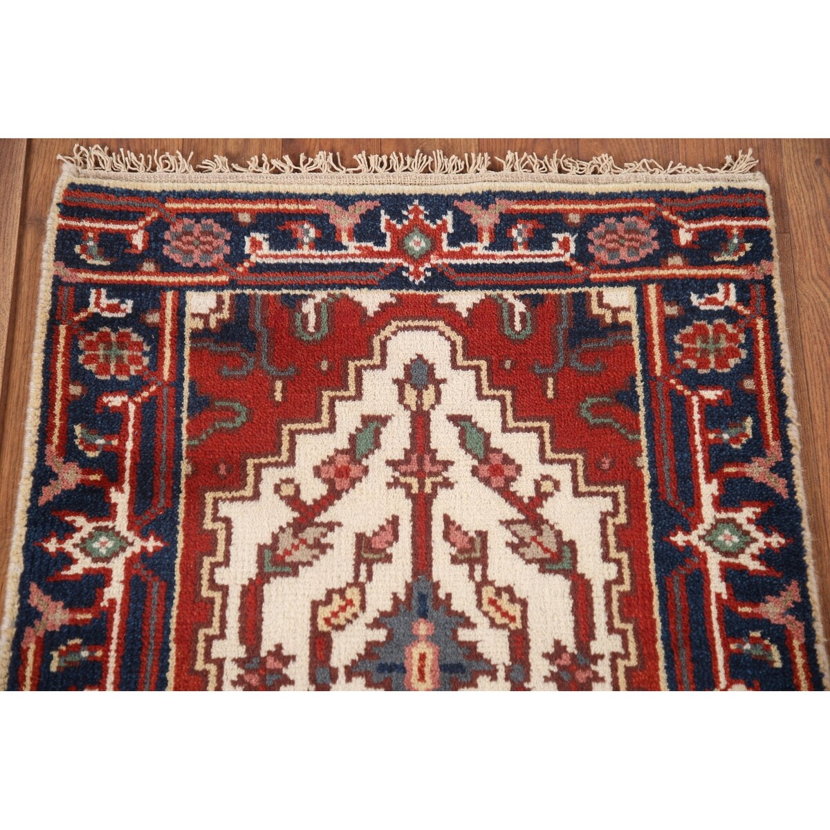 Geometric Heriz Indo Rug Hand-knotted Wool Carpet - 2'0" x 4'0"