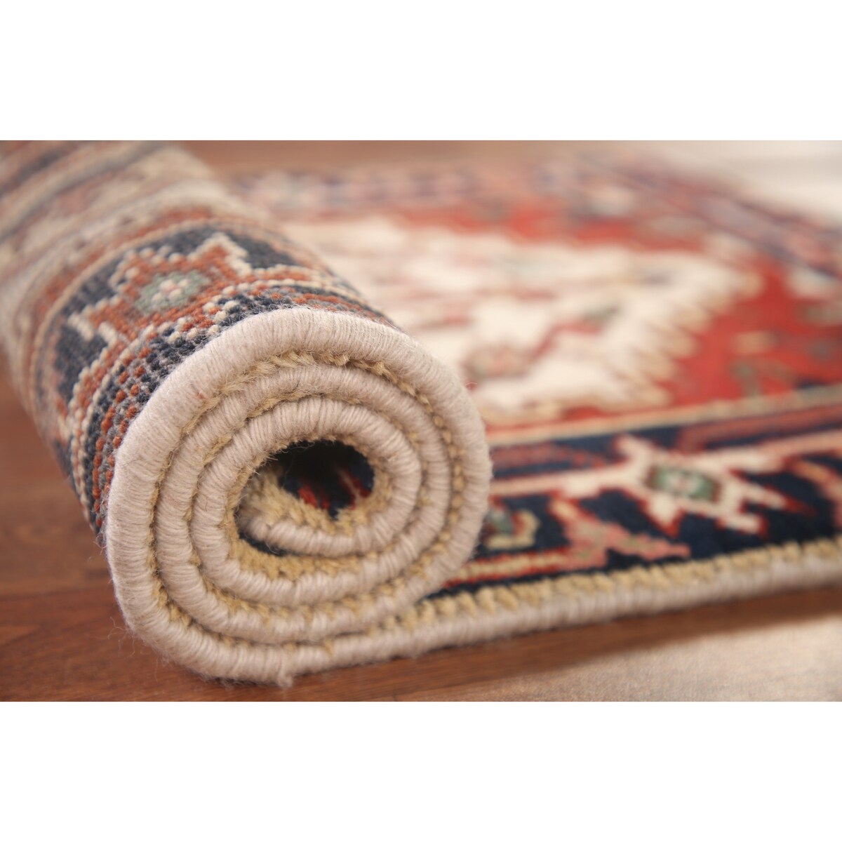 Geometric Heriz Indo Rug Hand-knotted Wool Carpet - 2'0" x 4'0"