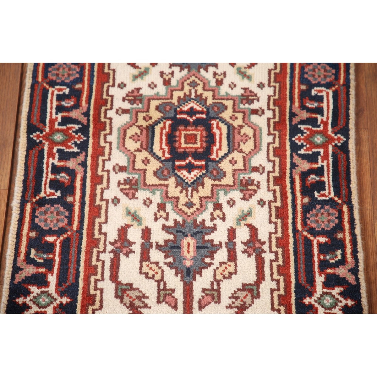 Geometric Heriz Indo Rug Hand-knotted Wool Carpet - 2'0" x 4'0"