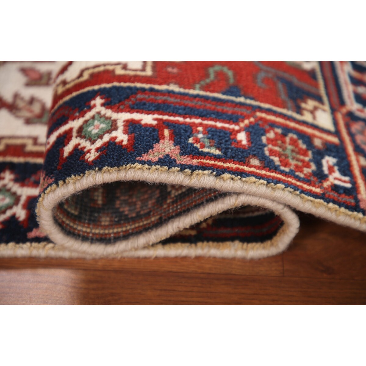 Geometric Heriz Indo Rug Hand-knotted Wool Carpet - 2'0" x 4'0"