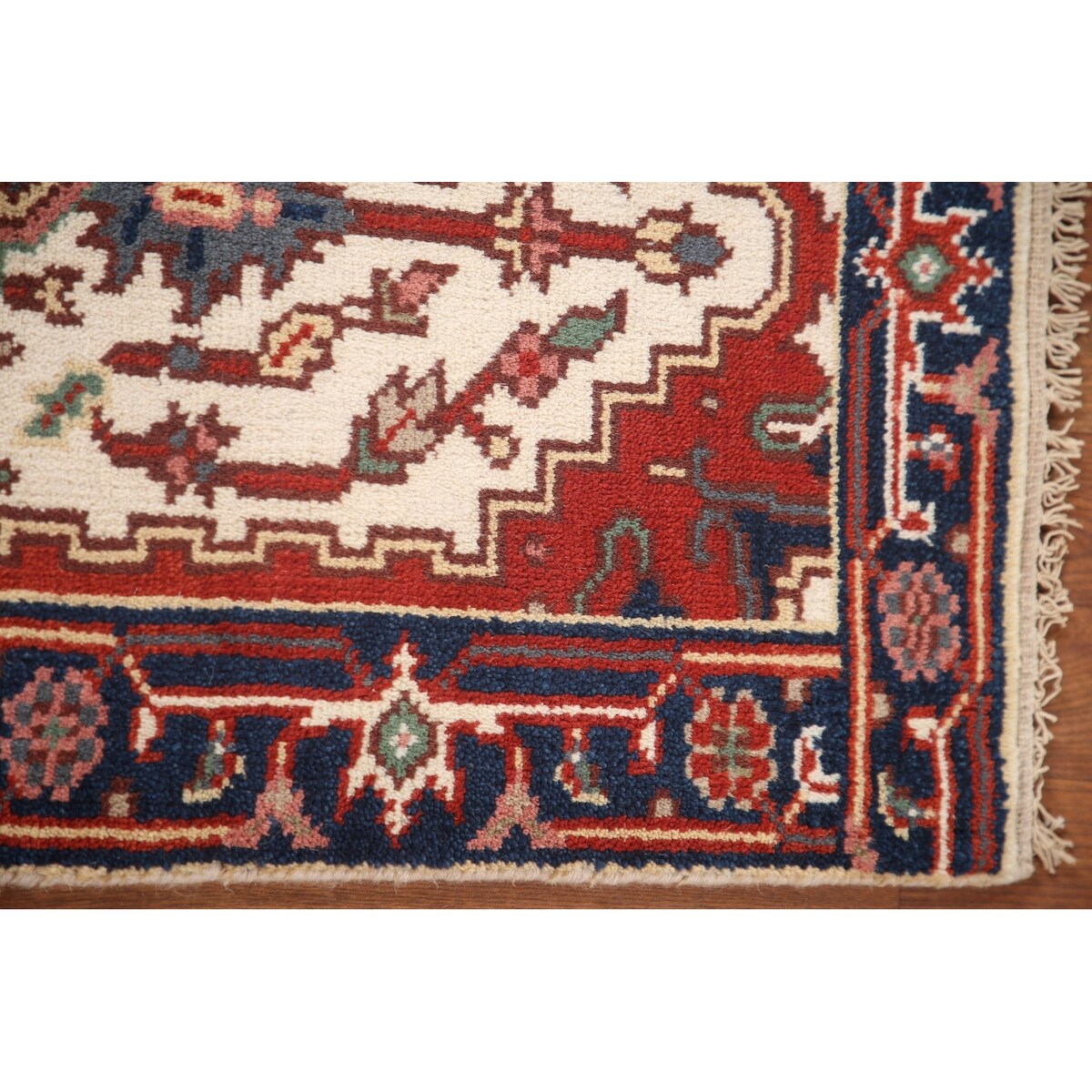 Geometric Heriz Indo Rug Hand-knotted Wool Carpet - 2'0" x 4'0"