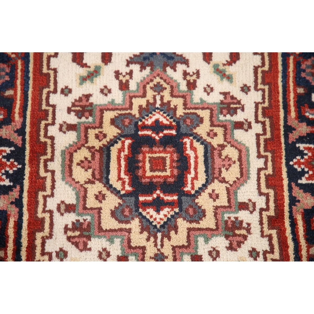 Geometric Heriz Indo Rug Hand-knotted Wool Carpet - 2'0" x 4'0"