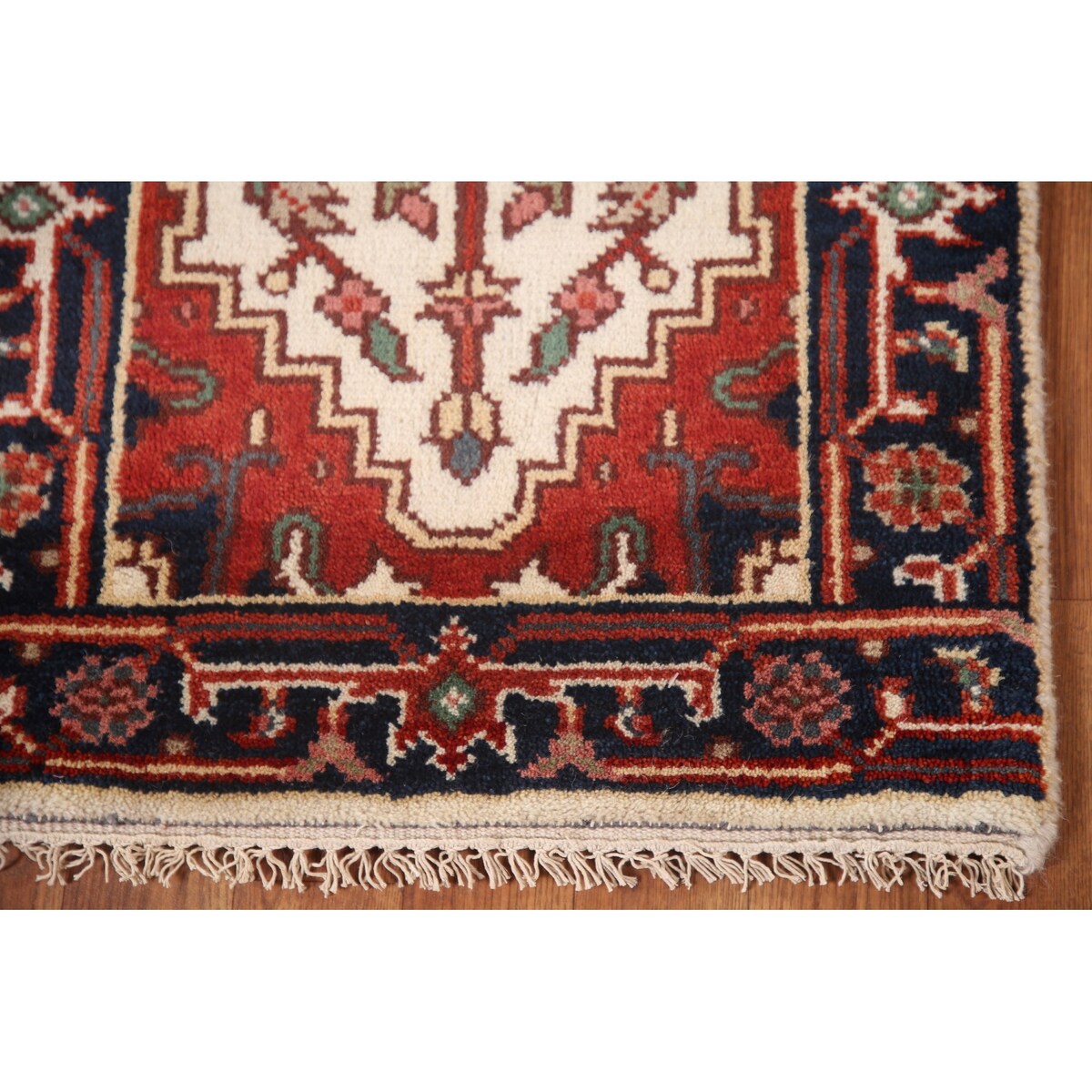 Geometric Heriz Indo Rug Hand-knotted Wool Carpet - 2'0" x 4'0"