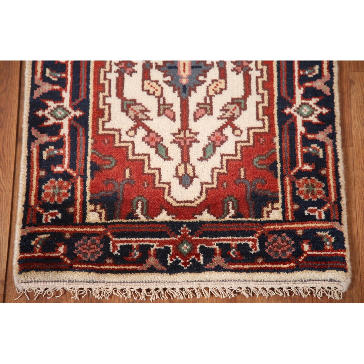 Geometric Heriz Indo Rug Hand-knotted Wool Carpet - 2'0" x 4'0"