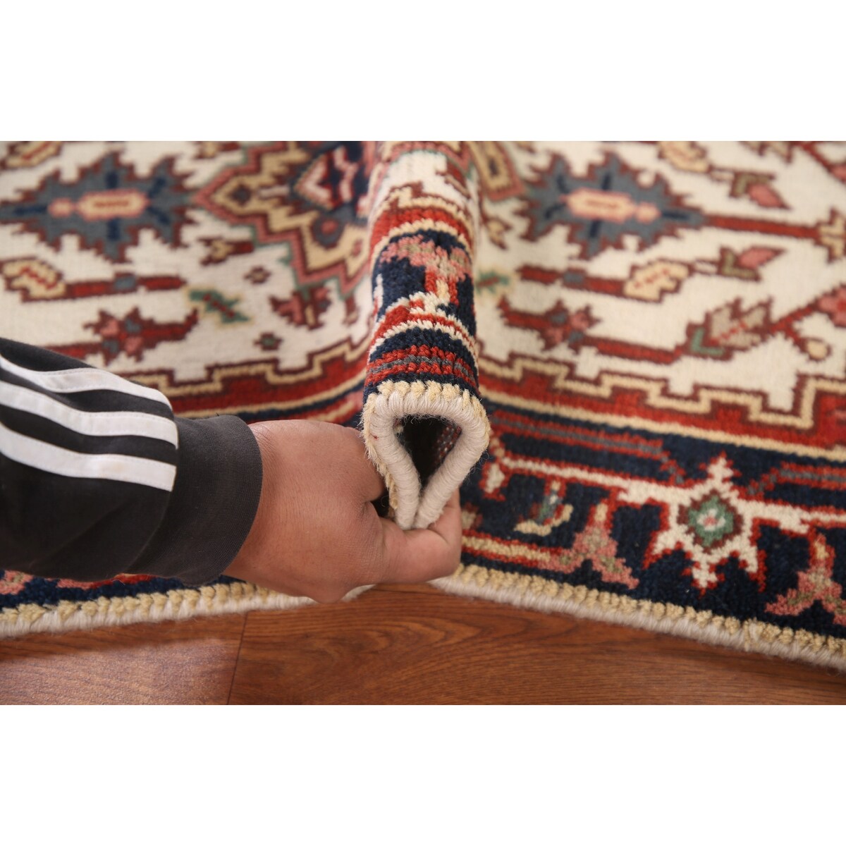 Geometric Heriz Indo Rug Hand-knotted Wool Carpet - 2'0" x 4'0"