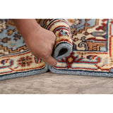Geometric Heriz Oriental Light Blue Wool Rug Hand-knotted Foyer Carpet - 2'0" x 3'1"
