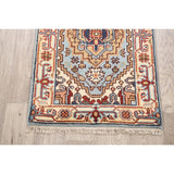 Geometric Heriz Oriental Light Blue Wool Rug Hand-knotted Foyer Carpet - 2'0" x 3'1"