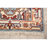 Geometric Heriz Oriental Light Blue Wool Rug Hand-knotted Foyer Carpet - 2'0" x 3'1"