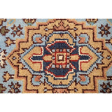 Geometric Heriz Oriental Light Blue Wool Rug Hand-knotted Foyer Carpet - 2'0" x 3'1"