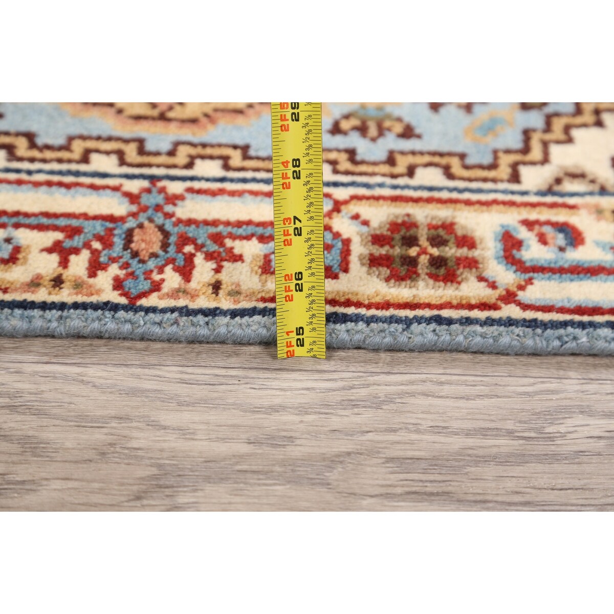 Geometric Heriz Oriental Light Blue Wool Rug Hand-knotted Foyer Carpet - 2'0" x 3'1"