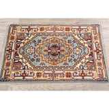 Geometric Heriz Oriental Light Blue Wool Rug Hand-knotted Foyer Carpet - 2'0" x 3'1"