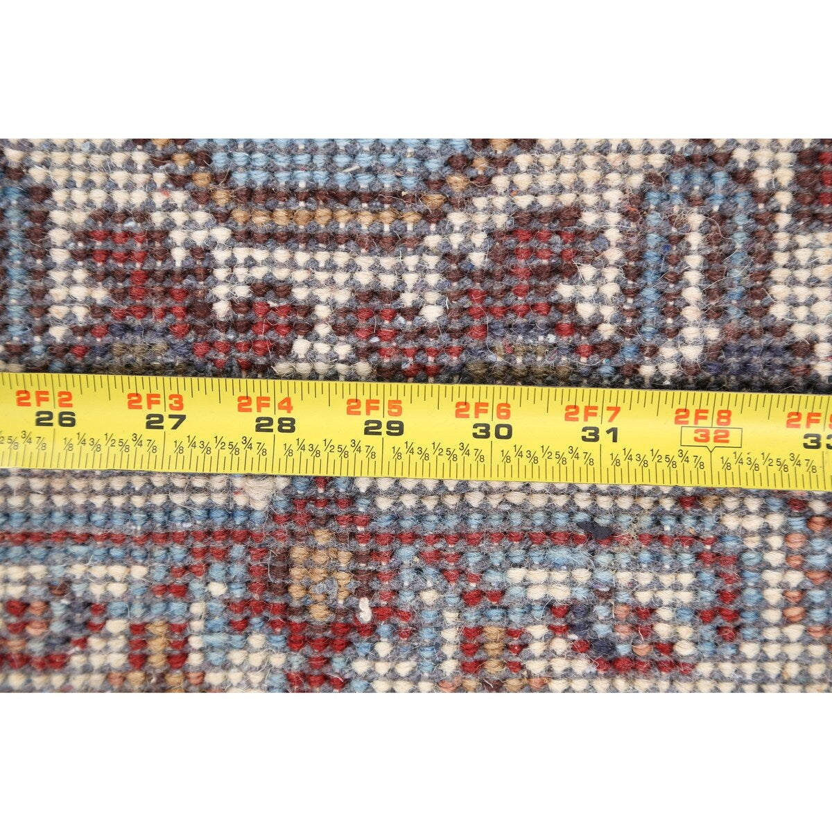 Geometric Heriz Oriental Light Blue Wool Rug Hand-knotted Foyer Carpet - 2'0" x 3'1"