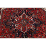 Geometric Heriz Persian Red Area Rug Wool Handmade Living Room Carpet - 7'9" x 11'1"