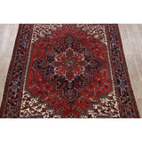 Geometric Heriz Persian Red Area Rug Wool Handmade Living Room Carpet - 7'9" x 11'1"