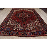 Geometric Heriz Persian Red Area Rug Wool Handmade Living Room Carpet - 7'9" x 11'1"