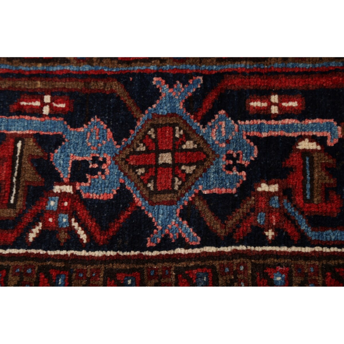 Geometric Heriz Persian Red Area Rug Wool Handmade Living Room Carpet - 7'9" x 11'1"