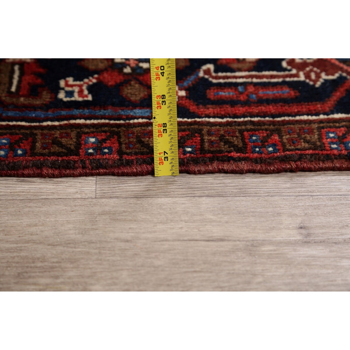 Geometric Heriz Persian Red Area Rug Wool Handmade Living Room Carpet - 7'9" x 11'1"