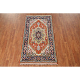 Geometric Heriz-Serapi Accent Rug Handmade Orange Wool Carpet - 3'0"x 5'7"