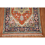 Geometric Heriz-Serapi Accent Rug Handmade Orange Wool Carpet - 3'0"x 5'7"