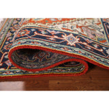 Geometric Heriz-Serapi Accent Rug Handmade Orange Wool Carpet - 3'0"x 5'7"